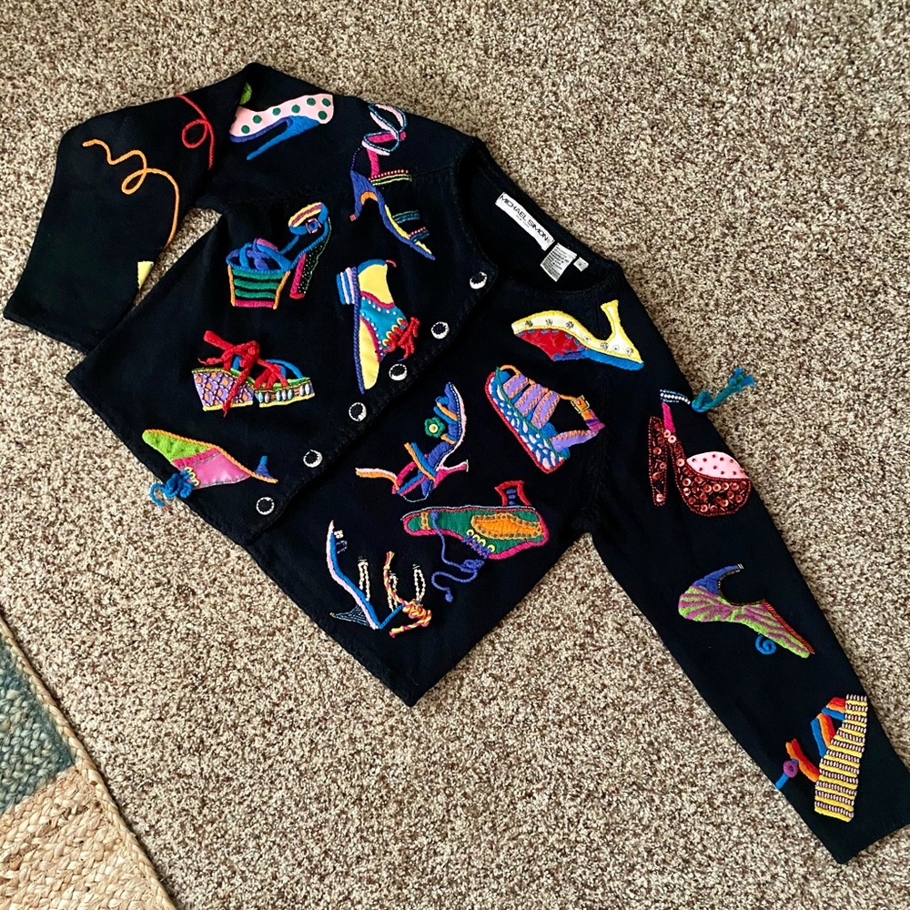Michael Simon Designer Heel and Shoe Cardigan